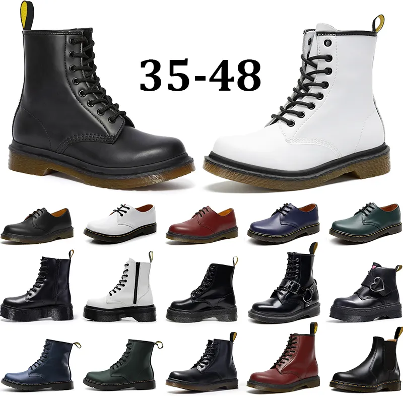 Designer Martin Boots Män kvinnor Dr Martins Boot Doc Leather Triple Black White Classic Ankle Short Booties Winter Snow Outdoor Warm Shoe