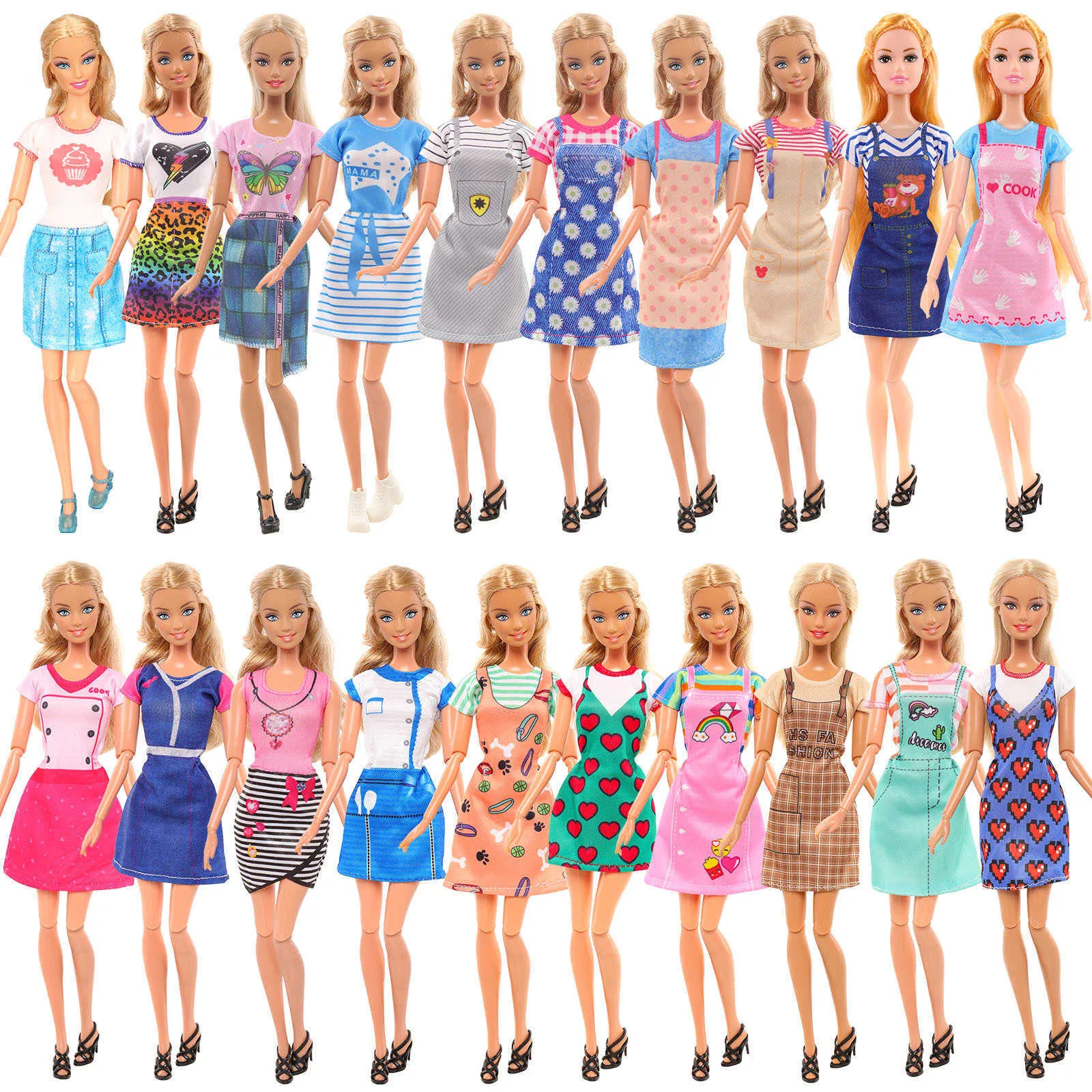 Partihandel mix 20st 30 cm docka kläder klänning prinsess dollklänning leksak bh små utländska kläder amerikansk tjej