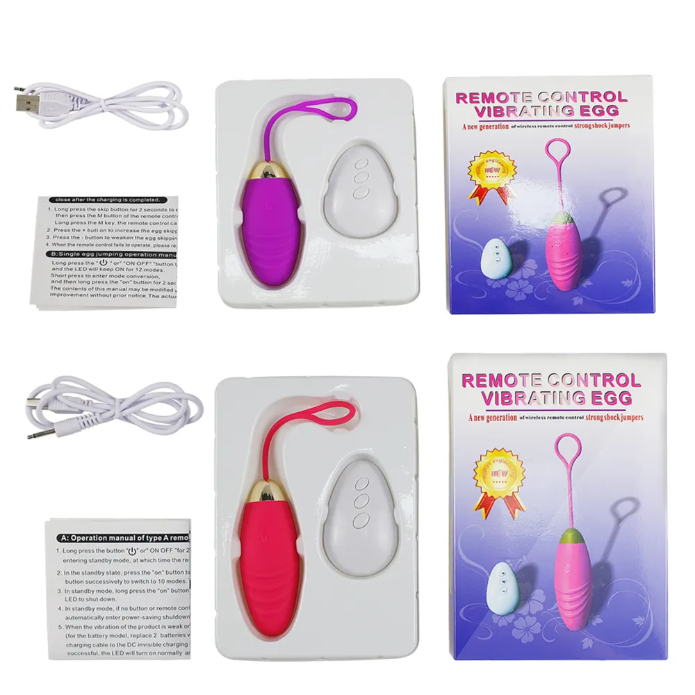 Silikon jump egg vibrator med trådlös klitorisstimulator_voghion.com