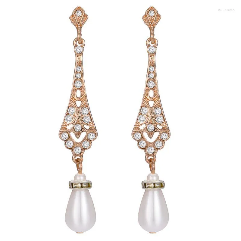 Dingle örhängen 1920 -tals klaff 20 -tal Art deco Great Gatsby örhänge Drop Rhinestone smycken Tillbehör Vintage Party Pearl