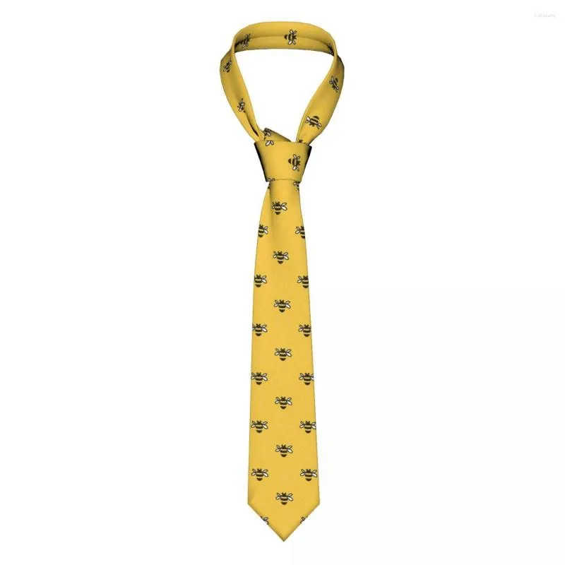Cravates d'arc Bee jaune bande dessinée cravates unisexe soie polyester 8 cm large cou pour hommes accessoires cravate cosplay accessoires