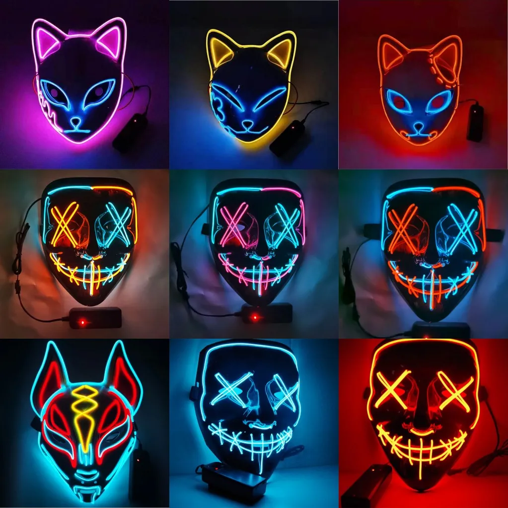 Party -Masken Halloween Maske LED Leuchte Maske für Festival Cosplay Halloween Kostüm Masquerade Partys Carnival Geschenk Fy9210 0825 Beste Qualität