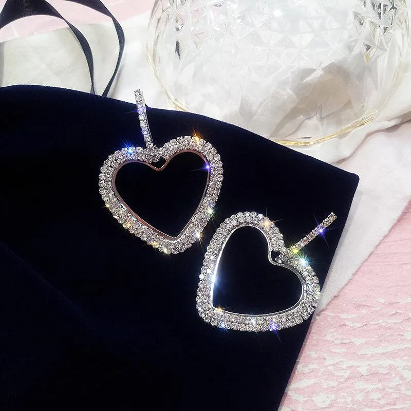 Boucles d'oreilles Ociki couleur or argent coeur cristal surdimensionné bijoux de fête pour femmes filles cadeau boucle d'oreille goutte