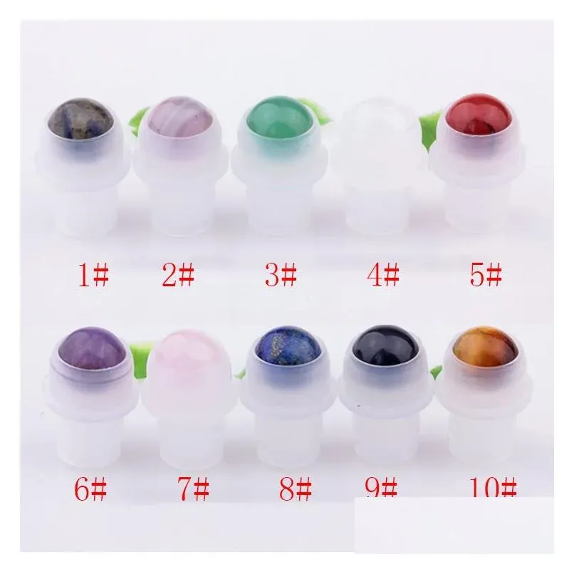 natural gemstone oil roller ball bottles clear perfumes oils liquids roll on bottle with crystal chips