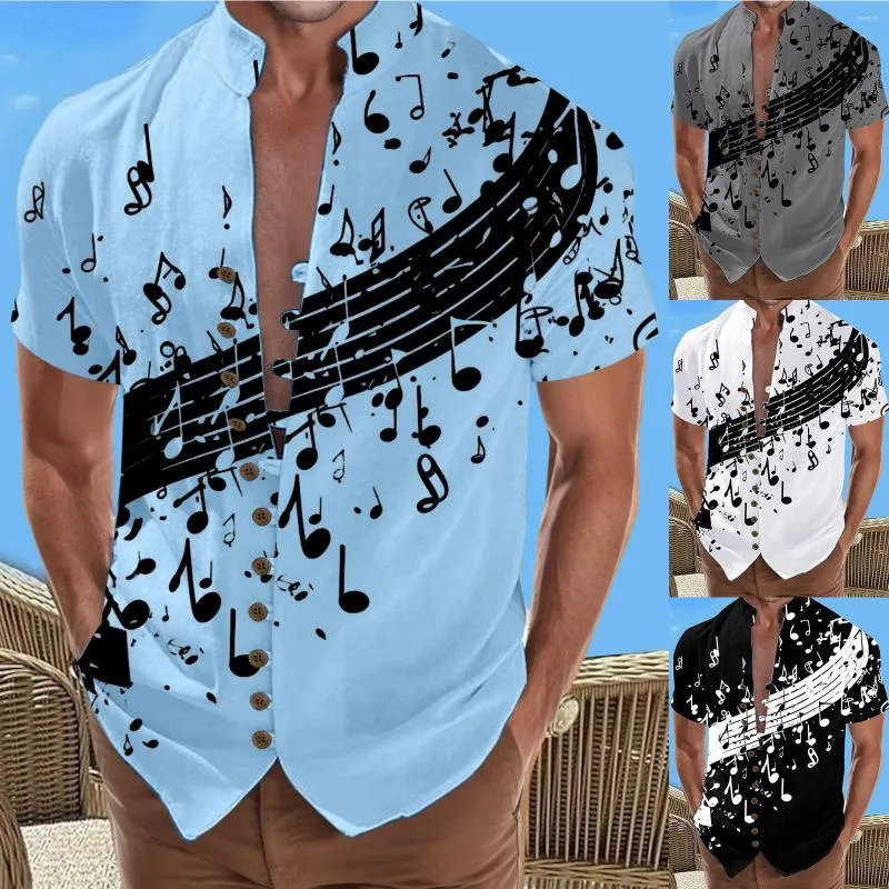 Men's T Shirts Casual Men Mens 3D Digital Printing Pocket Buckle Lapel Short Sleeve Shirt Long Workout