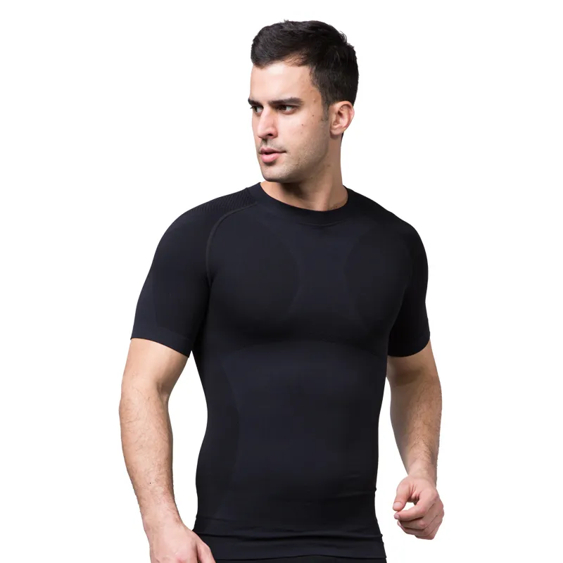 Cintura Tummy Shaper Camisa de compresión para hombres Body Shaper Adelgazante Manga corta Abdomen Camisetas 230824