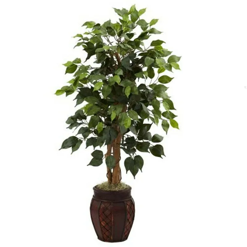 Faux Floral Greenery Plastic Ficus Tree Artificial Plant with Decorative Planter Green artificial flowers Vines Moss Vine leaves 230824