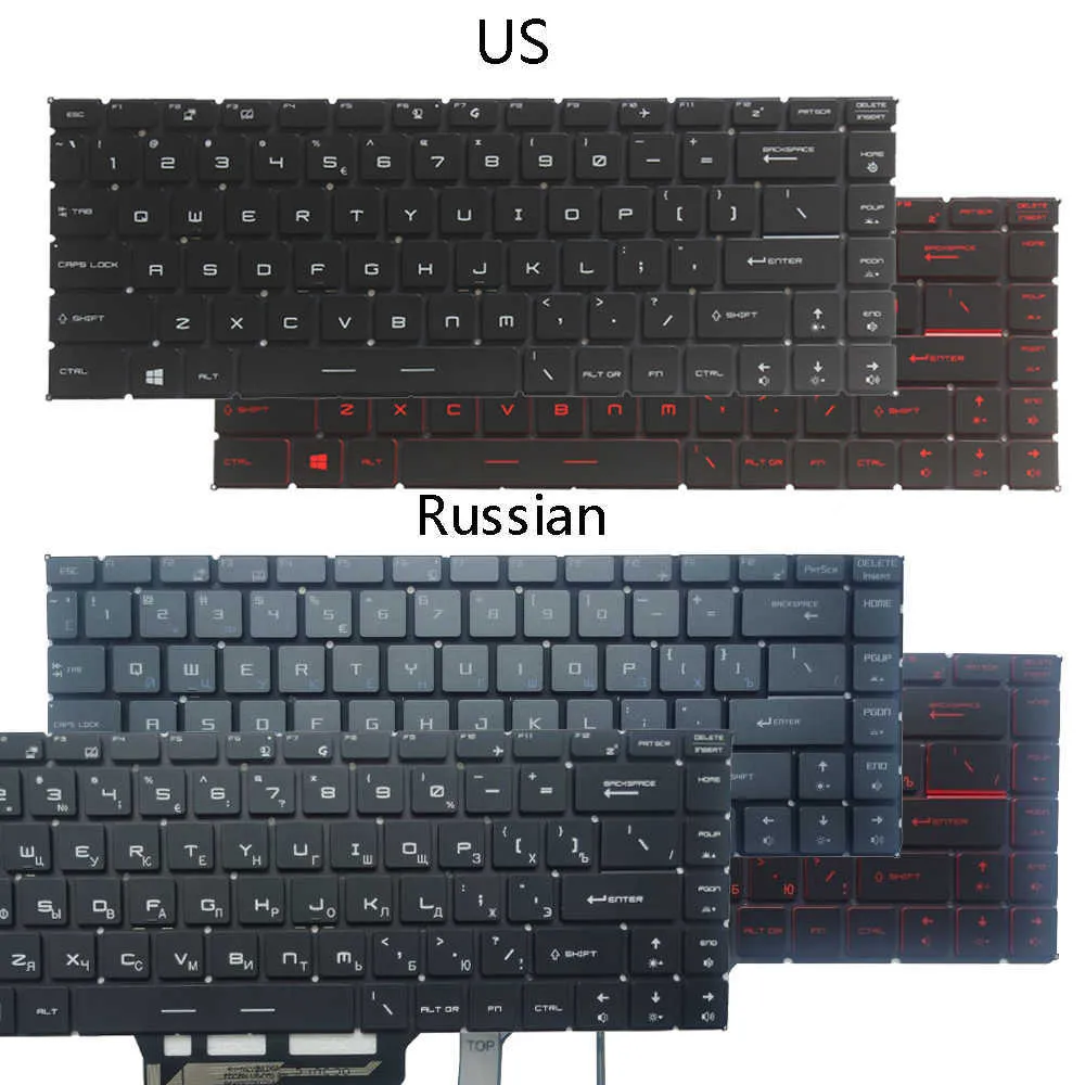 New Backlit US/Russian Keyboard For MSI GS65 GS65VR MS-16Q1 GF63 8RC 8RD MS-16R1 MS-16R4 GF65 Thin 9SD 9SE 10SD MS-16W1 MS-16WK HKD230825. HKD230824