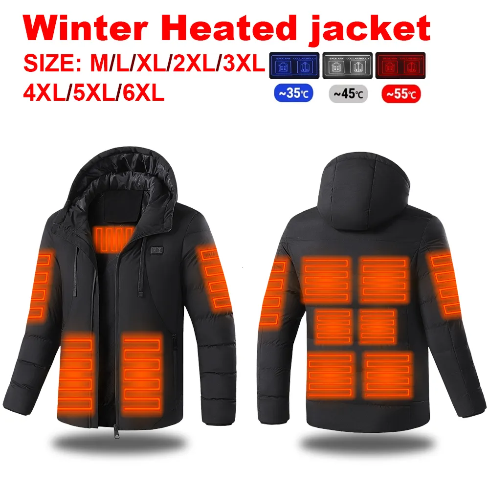 Mens winter heated usb hooded work clearance jacket coats adjustable temperature control safety clothing