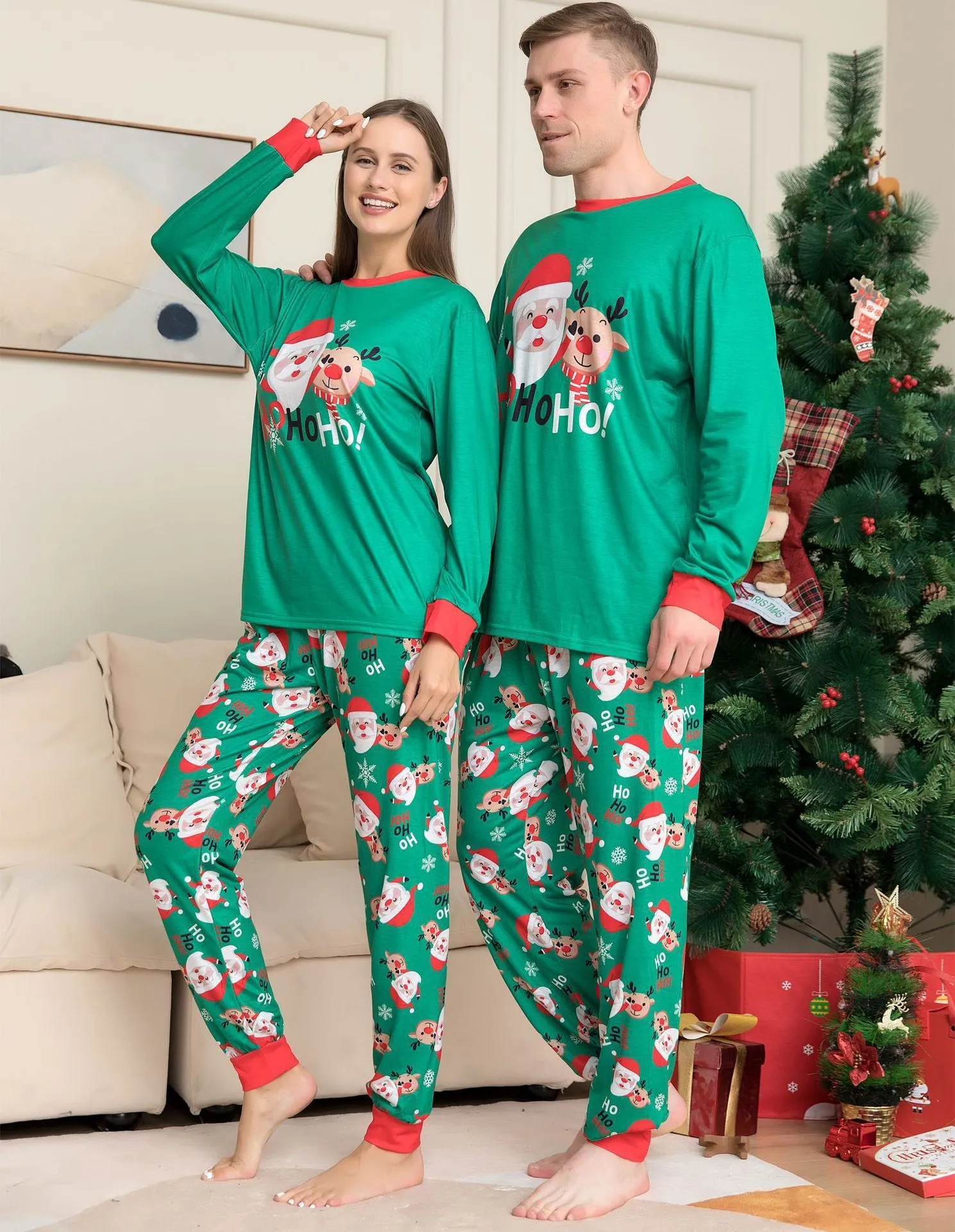 Family and pet matching christmas 2024 pajamas