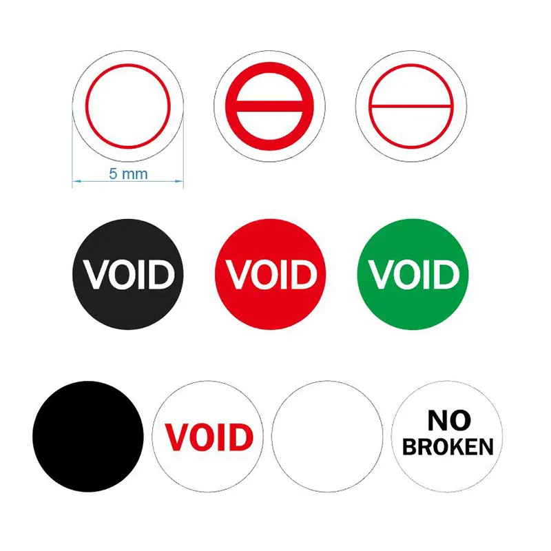 4000st 5mm skruvhål klistermärke Borttagning Bevis sprött papper tomrum etikett manipulation uppenbar garanti tomrum stämpel säkerhet tätning