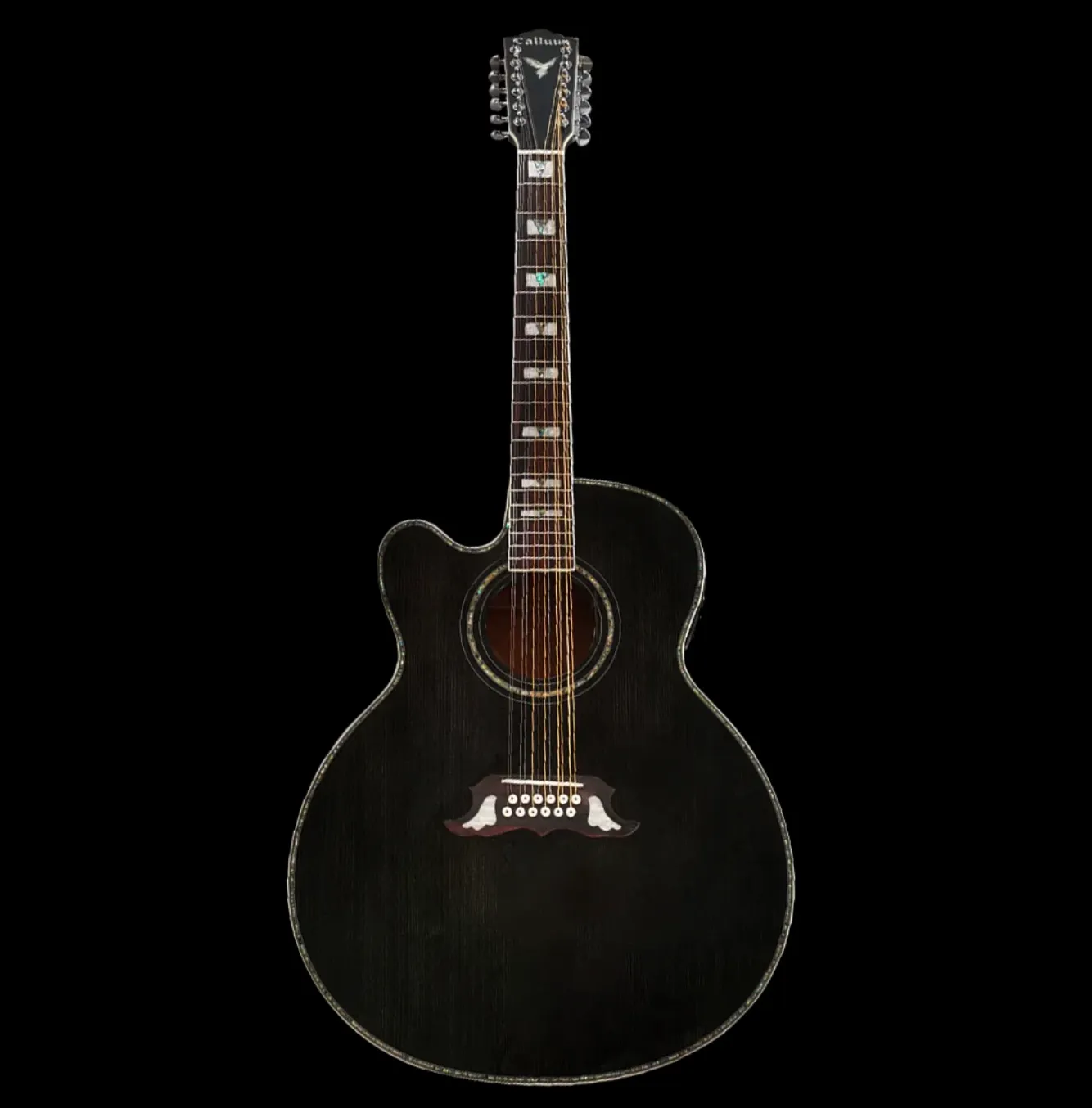 Niestandardowe korpus Jumbo LEWEGO DŁUGA 12 STRING FLATE MAPLE GUTARA Cutaway Acoustic Electric Guitar