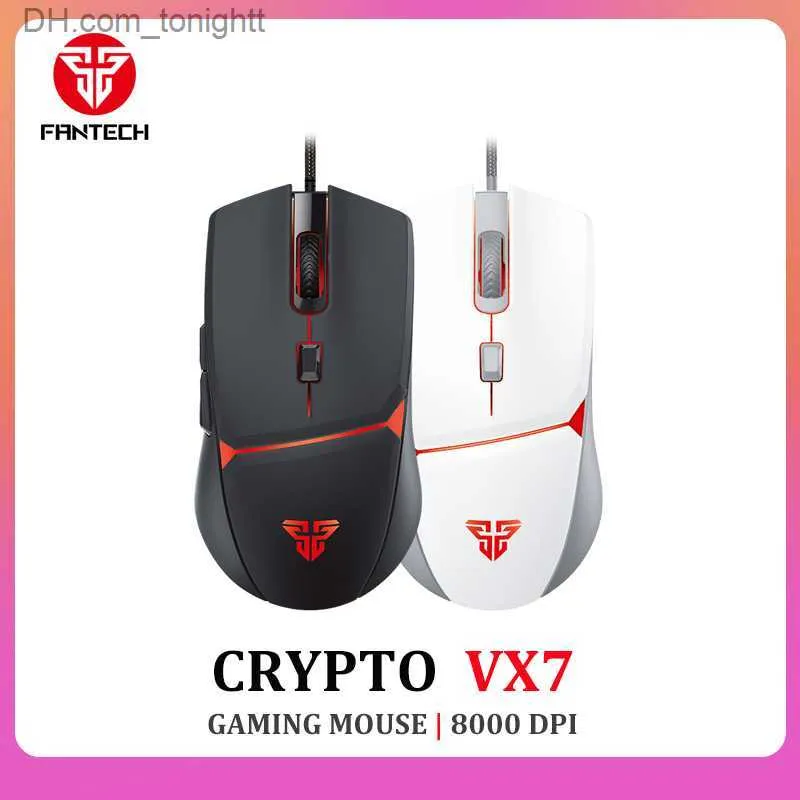 FANTECH VX7 souris de jeu 8000 DPI USB souris filaire avec lumière RVB Six souris de joueur de conception ergonomique réglable pour ordinateur portable PC Q230825