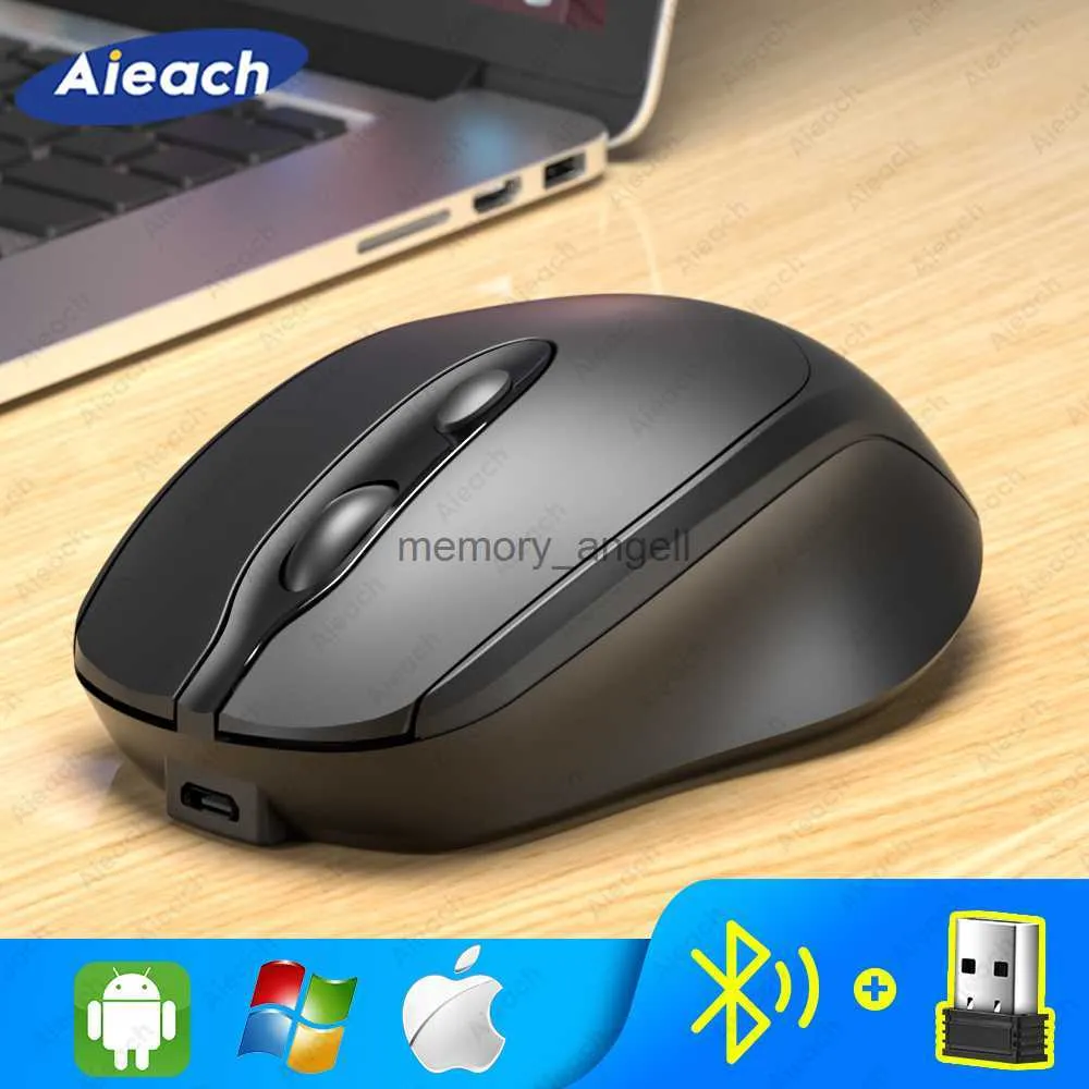 Souris Bluetooth sans fil rechargeable Aieach Souris d'ordinateur sans fil silencieuse USB Souris de joueur ergonomique pour ordinateur portable Macbook HKD230825