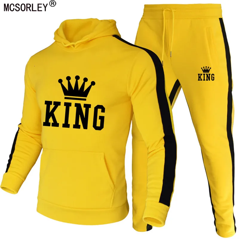 Мужские спортивные костюмы King Suit Men Set Set The Winter Hoodies Hoodies 2 штука.