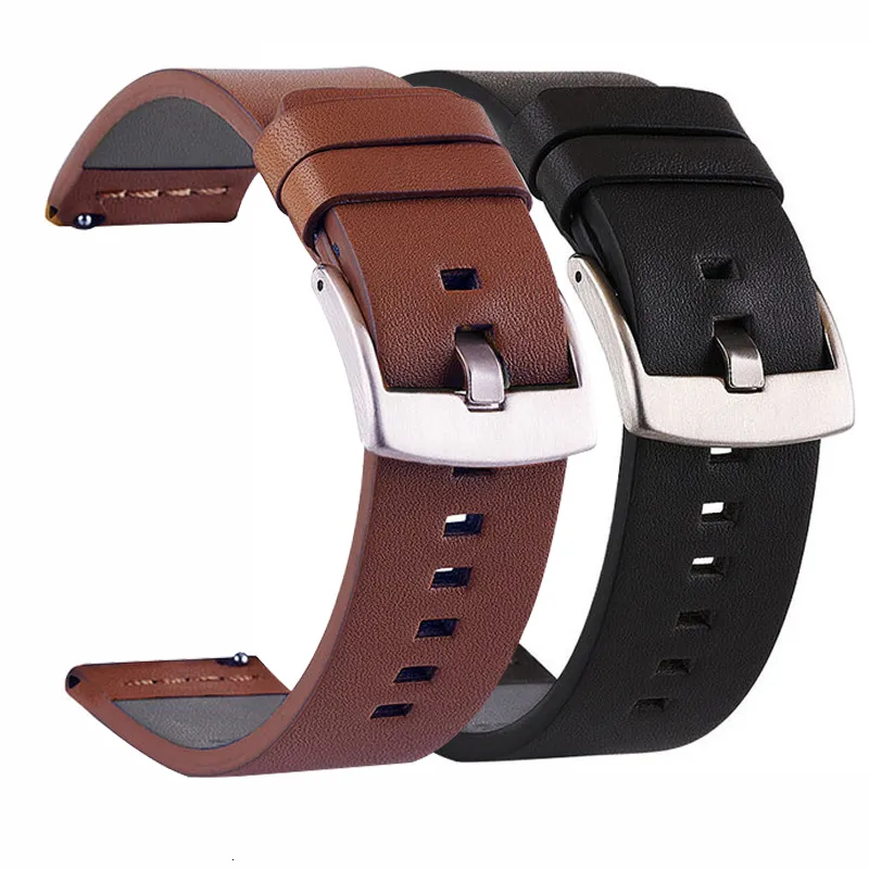 Watch Bands 20 22mm Leather Straps For Huawei GT 3 Strap 42mm Amazfit GTS 2 Mini Bip Band 18mm 24mm Quick Release 230825