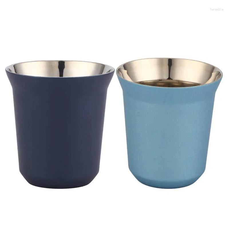 Pots à café 80ml/160ml, tasse en acier inoxydable 304, tasse à lait isolée à Double paroi pour la maison et le magasin, tasses à expresso