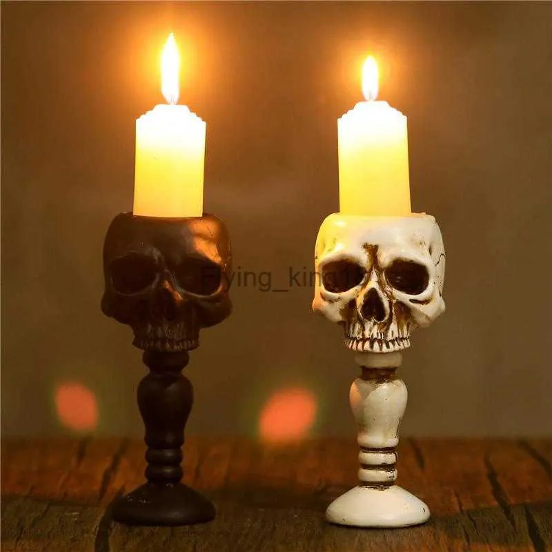 Skull Candle Holder Vintage Skeleton Candlestick Tea Light Cup for Home Party Decoration HKD230825