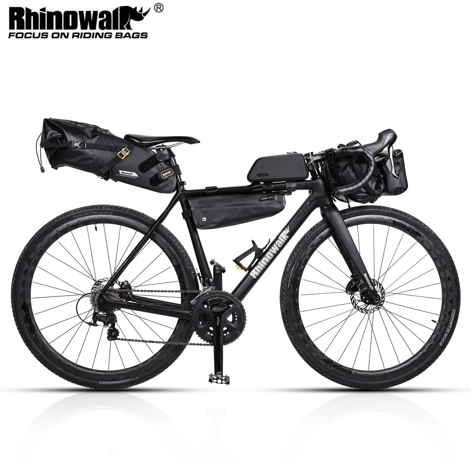 Сумки для пакетов RhinoWalk Велосипедные пакеты или 1 кусок водонепроницаемые пакеты с шлебной рулем каркас пакет с трубкой MTB седло мешок для больших расстояний езда на велосипеде 230824