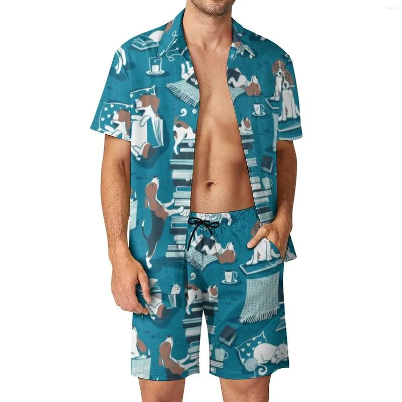 Survêtements pour hommes La vie est meilleure avec des livres Un verre et un ami Costume de plage Casual Graphique 2 pièces Coordonne Vintage Running Eur Siz