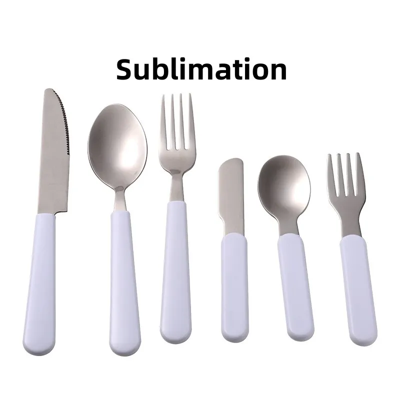 Stainless Steel Sublimation Cutlery Set White Heat Transfer Fork, Knife