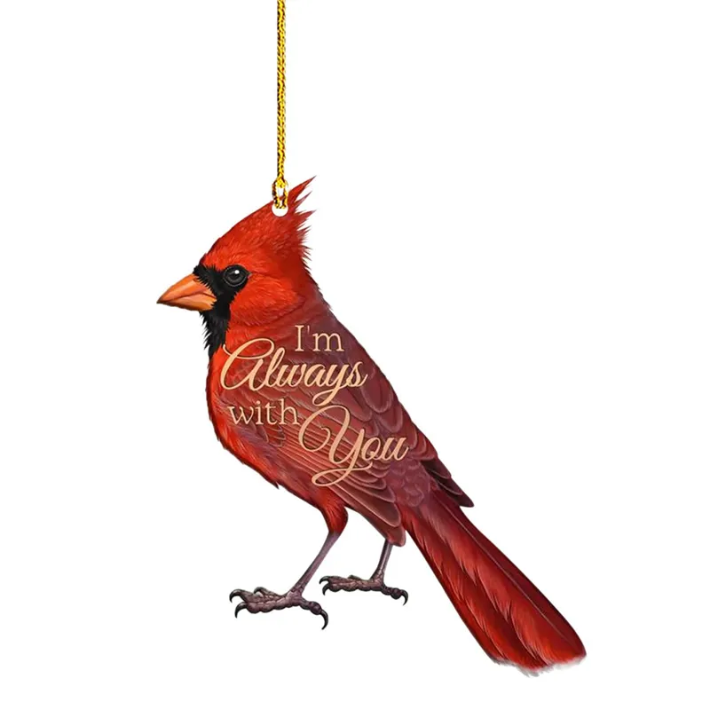 Red Bird Pendant Christmas Acrylic Decoration Pendant Forever Ornament Car Chandelier Hanging Decoration