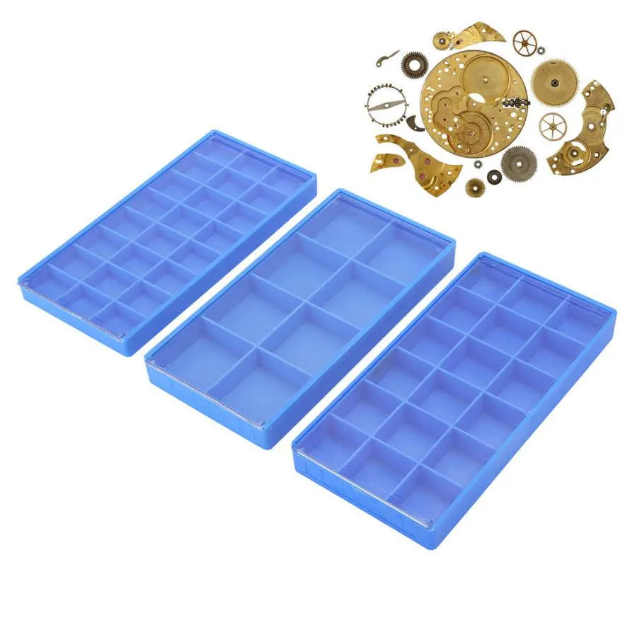 Display Watch Parts Storage Box Compartment Watch Parts Organizer Plastic Beads Earring Container Transparent Lid Jewelry Storage Box