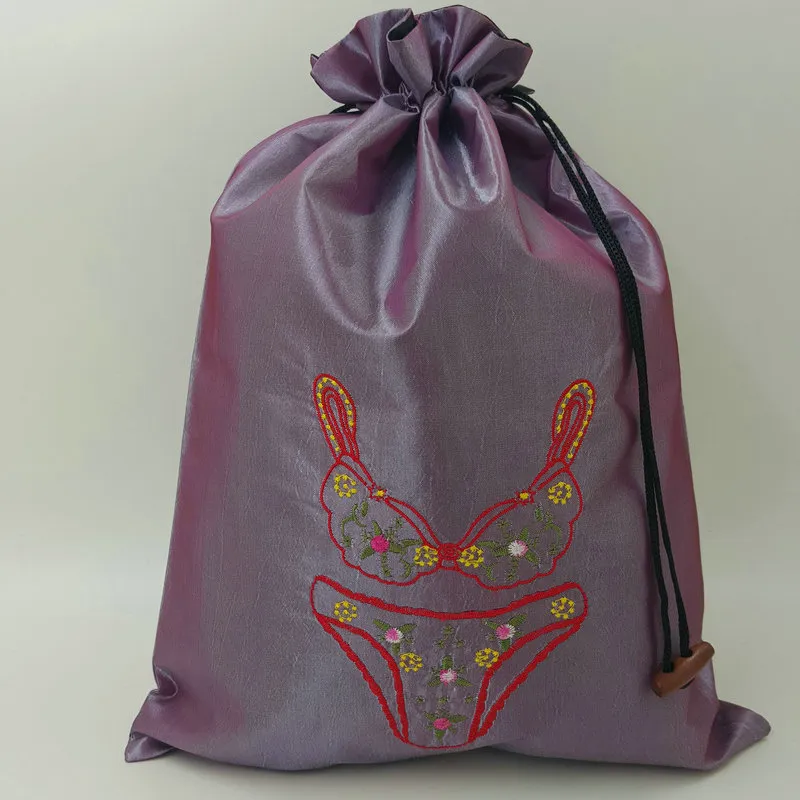 50pcs Big Embroidery Storage Bag Travel Clothes Underwear Shoes Organizer Toiletry Cosmetic Home Storage Chinese Silk Drawstring underwear dust Bags