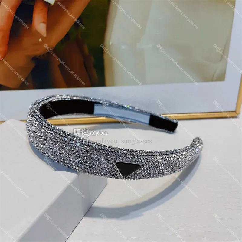 Diamante cristal hairband feminino carta luxo headbands novo versátil prata bandana atacado