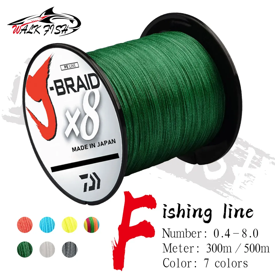 Braid Line Walk Fish 8 Strand Japan Super Strong PE صيد الأسماك 300M 500M سلسلة متعددة الخيوط 18lb 22lb 35lb 87 رطل 230825