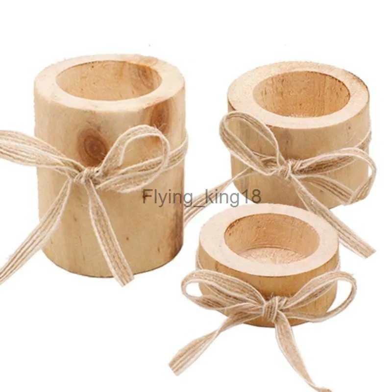 Romantic Party Craft Candlestick Wooden Candle Holder Set Home Decor with Rope Gift Office Atmosphere Wedding Decoration HKD230825