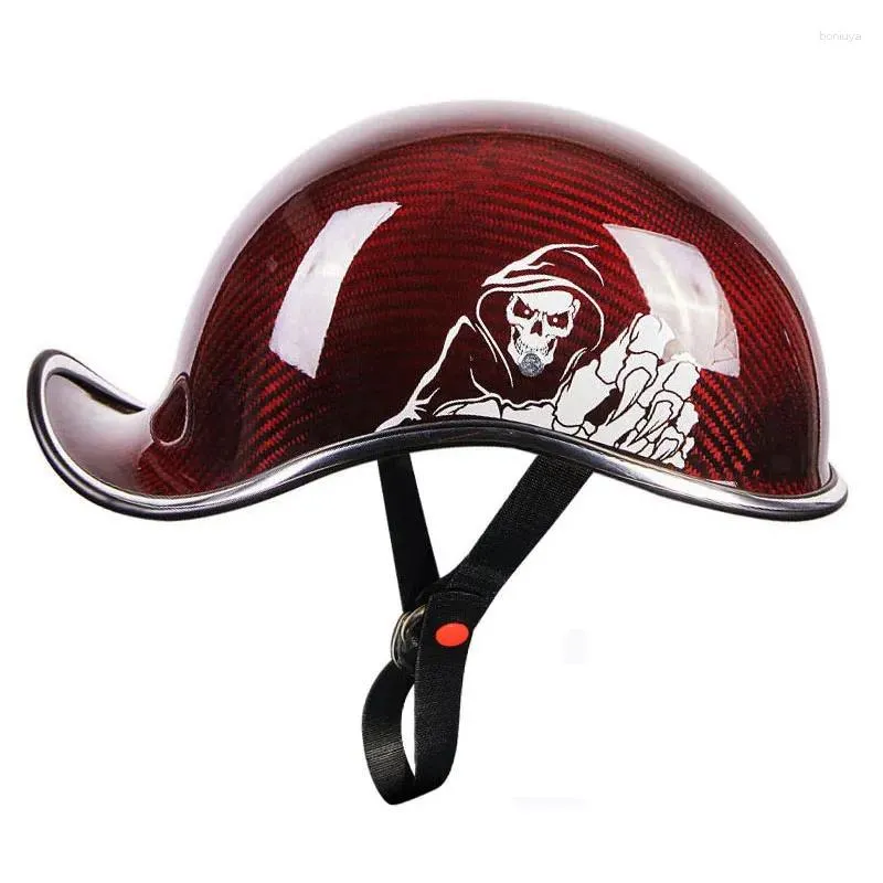 Motorcycle Helmets Retro Low Profile Helmet Carbon Fiber Half Open Side