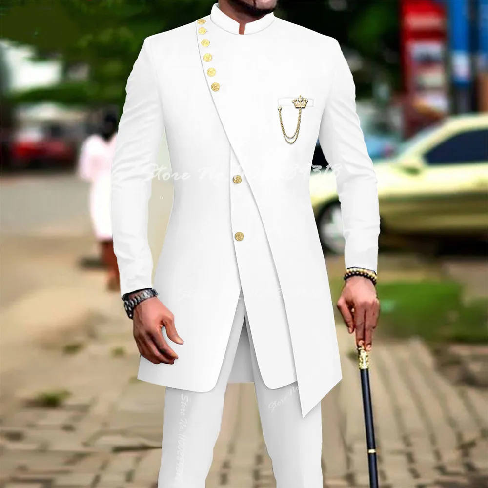 Luxury White Slim Fit Long Suit For Men For Prom, Wedding, Groomsmen ...