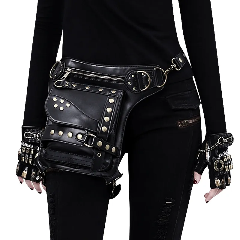 Borse da sera Moto Punk Marsupio in pelle Gamba Cintura per fianchi Borsa a tracolla Messenger Donna Vita gotica per cellulare 230824