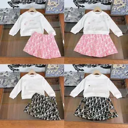 girl dress beige color designer kid autumn clothe set t-shirt and skirt 110-160 cm toddler girls flower wedding dresses clothes