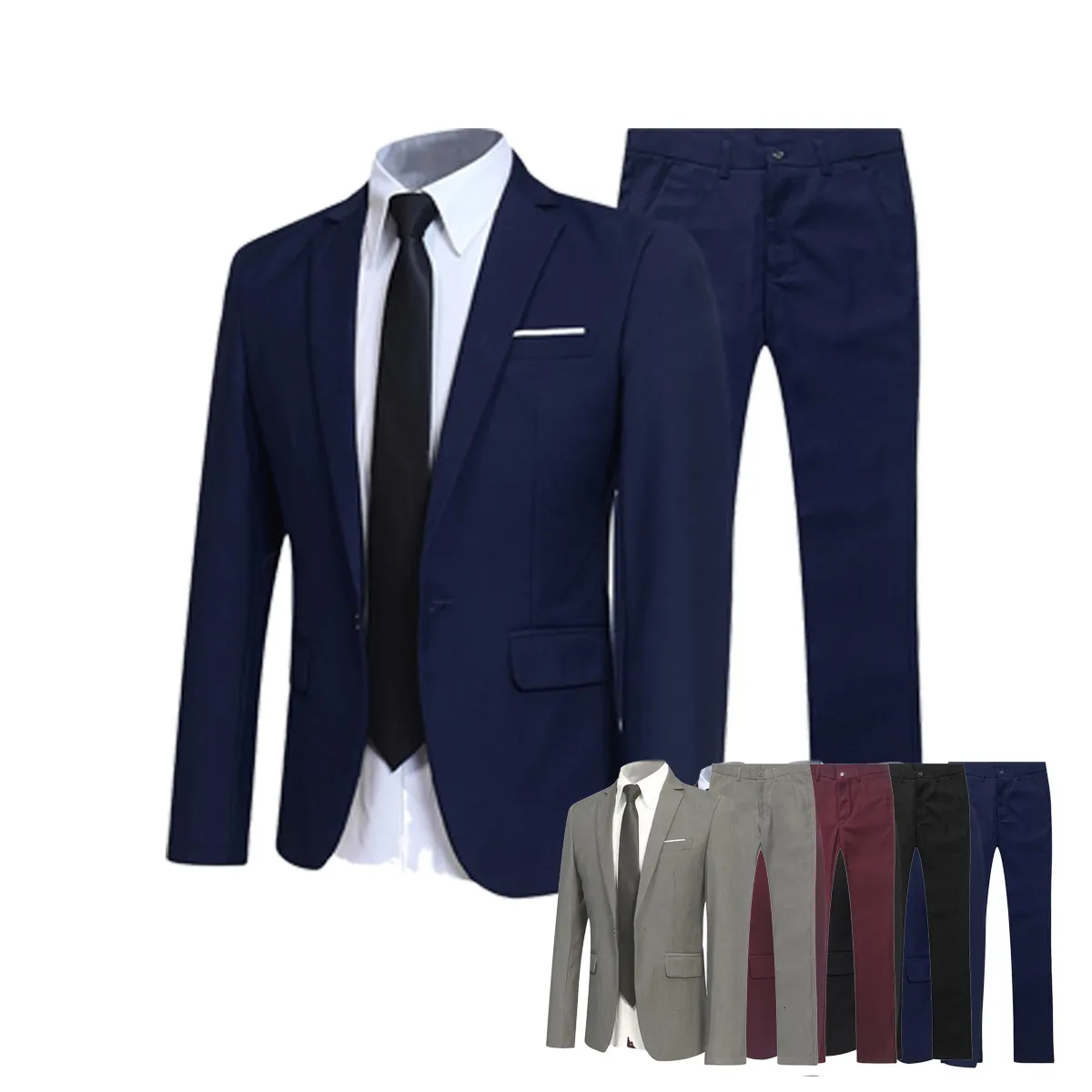 Męskie garnitury Blazers Trend garnitur dwuczęściowy mężczyzna brytyjski dżentelmen stylistka groom ślub formalne garnitury dla mężczyzn kurtka ślubna pełna maryna 230824