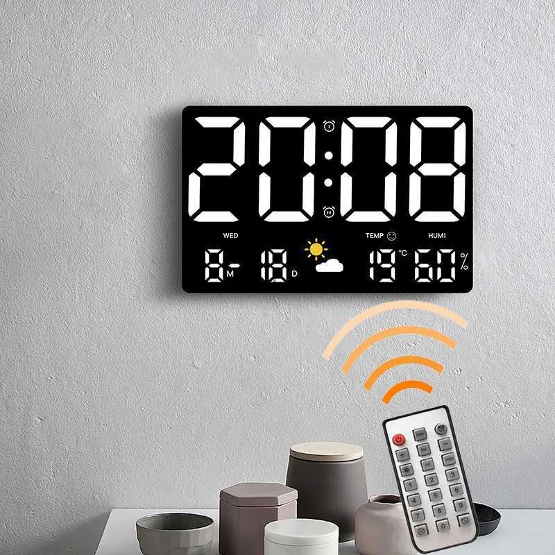 Timer Clock Rectangle Image LED Oversized Screen Atomic Digital Wall Clock With Temperature ...