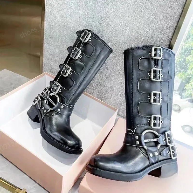 Womens Brown Calf Leather Biker Boots Motorcycle Boots Knee Womens Brown Calf Leather Biker Boots Motorcycle Boots Knee