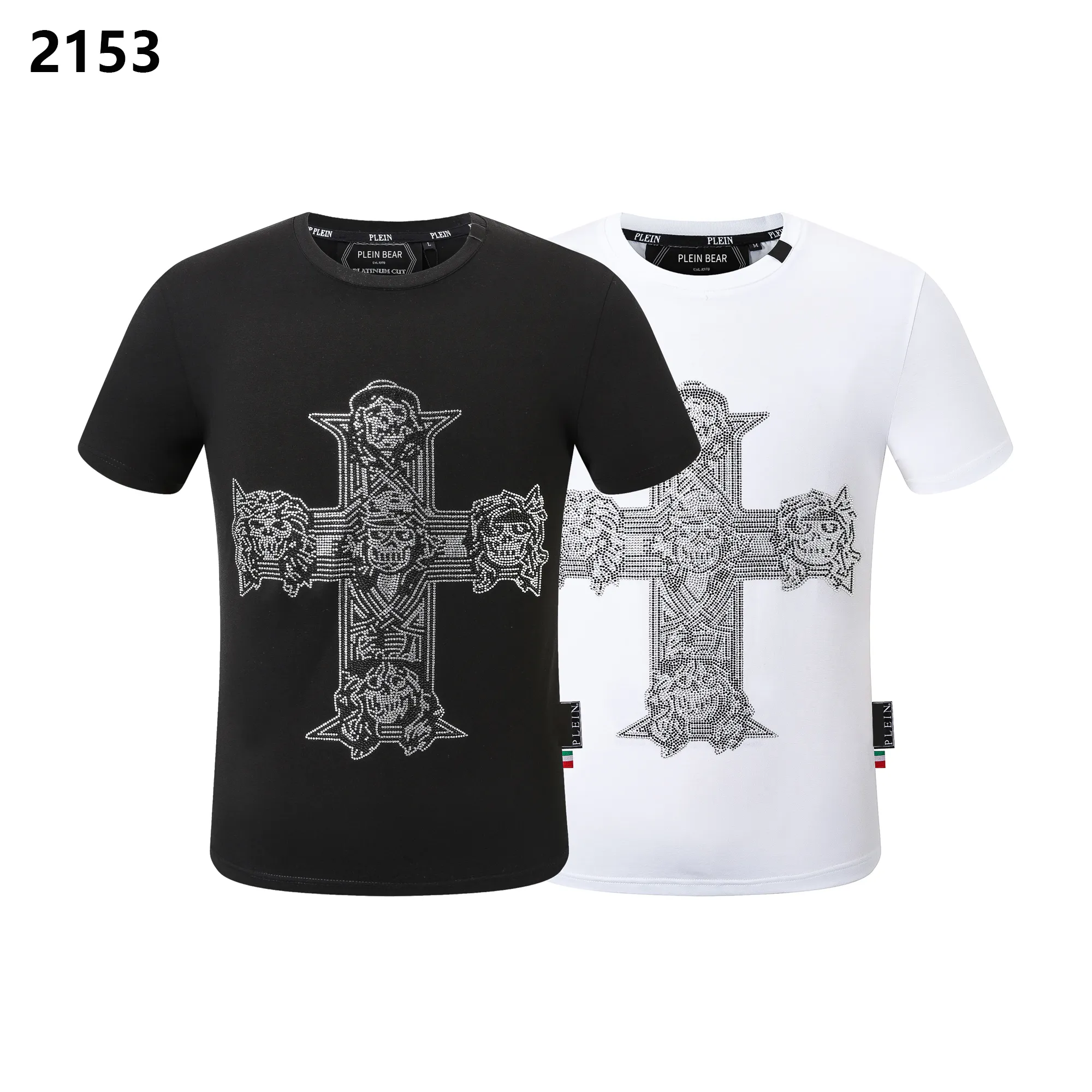 Erkek Tişörtleri Plein Bear Tişört Mens Tasarımcı Tshirts Marka Giyim Rhinestone PP Kafatasları Erkekler T-Shirt Yuvarlak Boyun SS Kafatası Hip Hop Tshirt Top Tees 16645