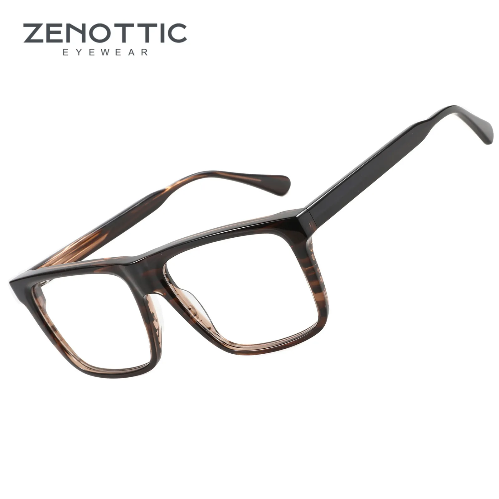 Solglasögonramar Zenottic Square Acetate Optiska glasögon Stor ram Fashion Non-recept Eglasögon Clear Lens-glasögon A23303 230824