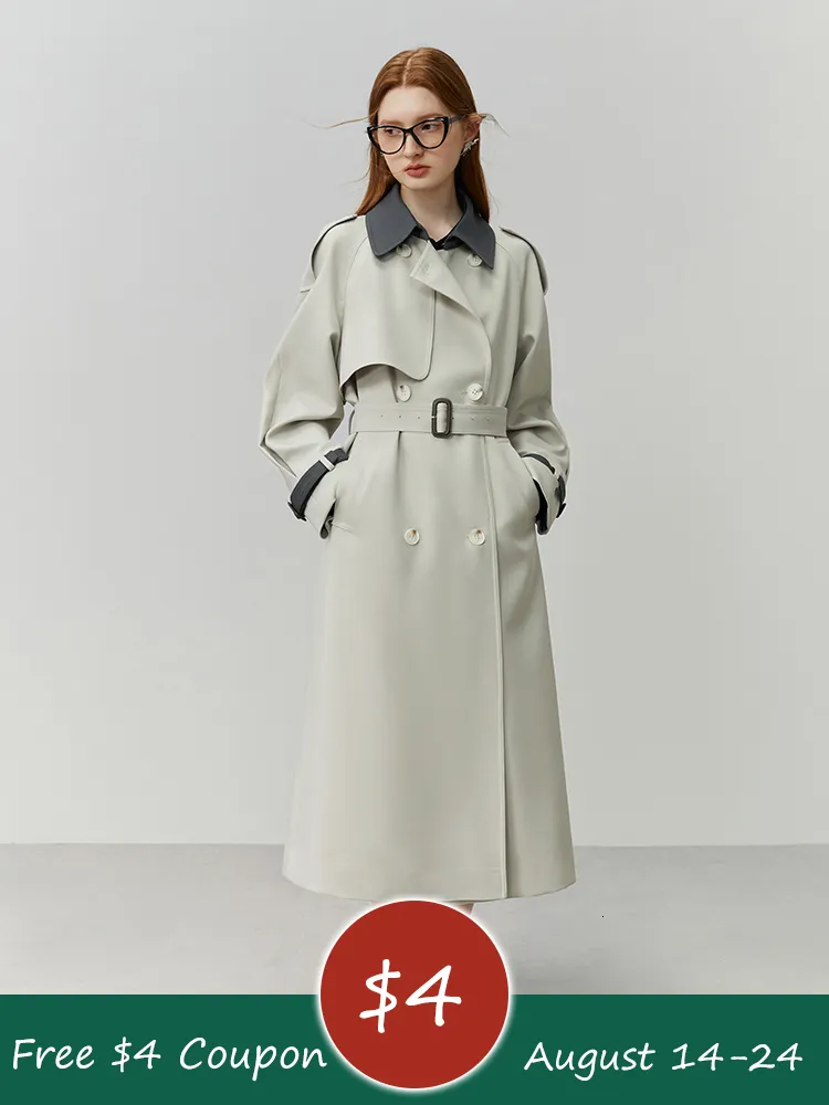 Mulheres Trench Coats FLSE Mulheres Outono Mulheres Casaco Temperamento Médio Comprimento Mulheres Trench Cinza Rosa Mulheres Cintura Alta Trench Longo Curto 230824