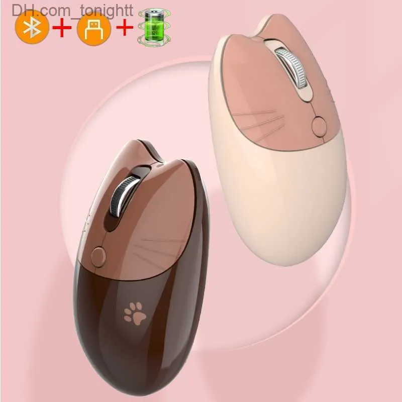 Cute Cartoon Wireless 2.4G Bluetooth Dual Mode Mouse Mobile Tablet Wireless Small Mouse Laptop Accessories Computer Office Mice Q230825