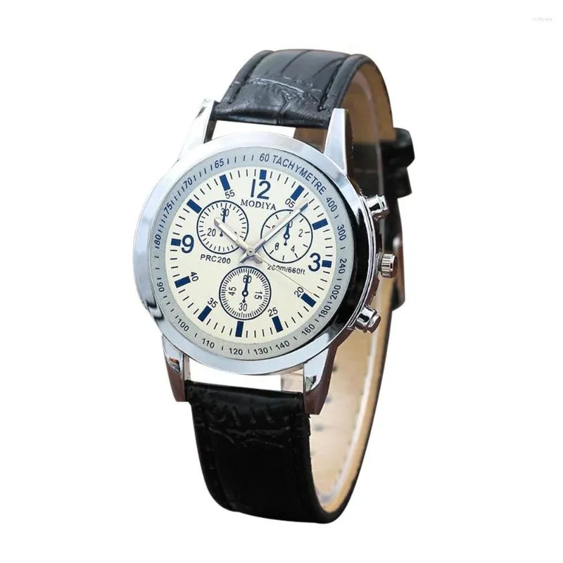 Wristwatches Fashion Casual Blue Light Glass Watch For Men With Three Eyelids And Timing Quartz Reloj Hombre