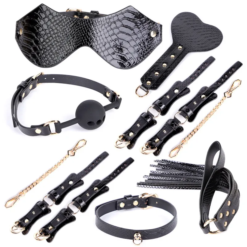 Adult Toys Exotic sex toys leather plush sexy bondage bundle set gag whip butt plug for women nipple clips ero_voghion.com