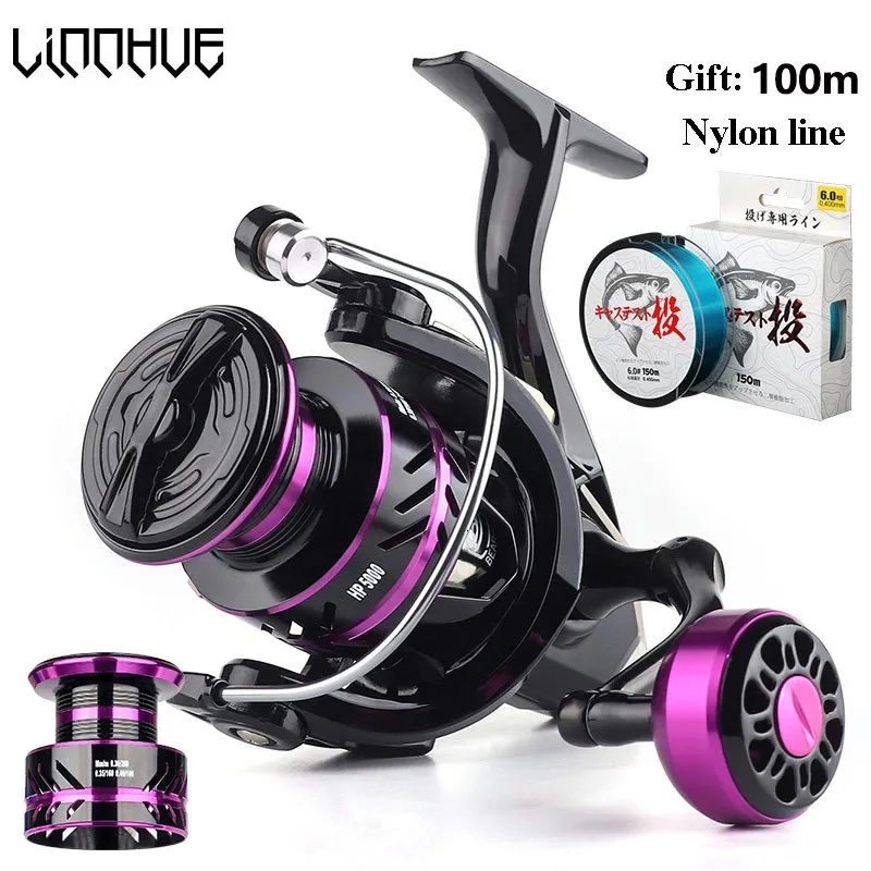 Baitcasting Bujki Linnhue Spinning Reel HP5007000 Metal Eva Grip Max Drag 10 kg Sprzęt do kołowrotków pesca 230824