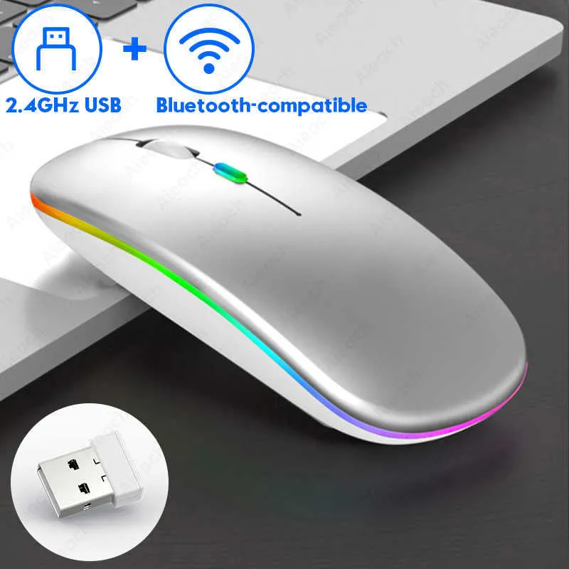 Mouse Wireless Bluetooth Ricaricabile 2.4G Compatibile Android