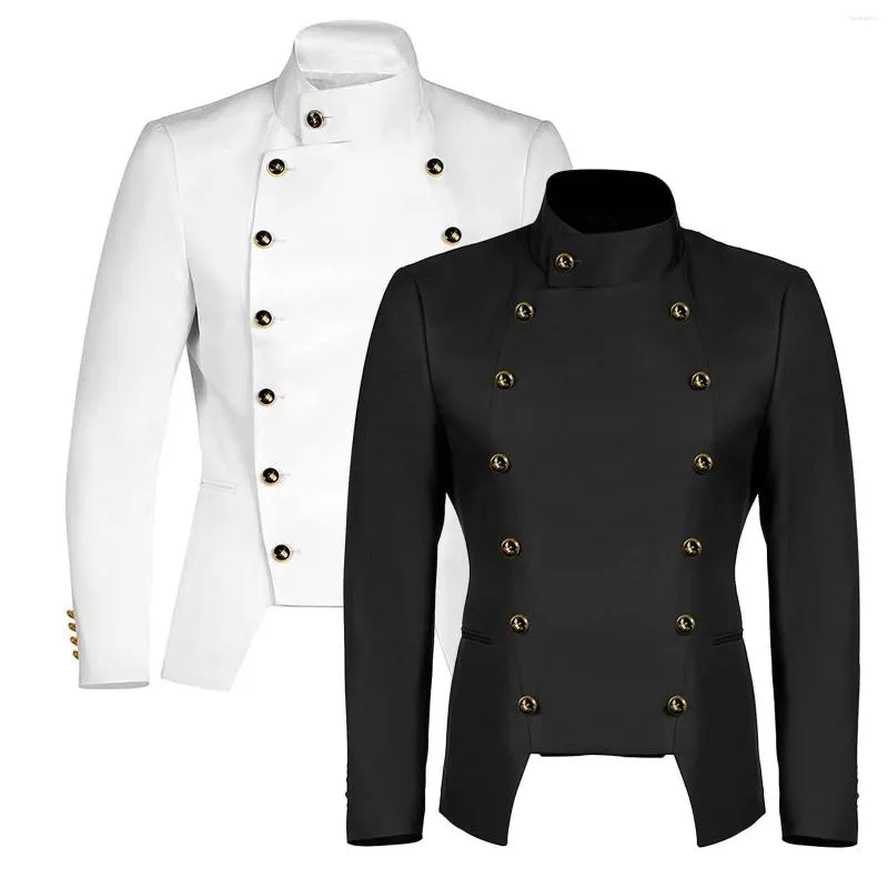 Men's Jackets Double Breasted Suit Jacket Coat Men Vintage Steampunk Victorian Medieval Gothic Vampire Cosplay Halloween Costume