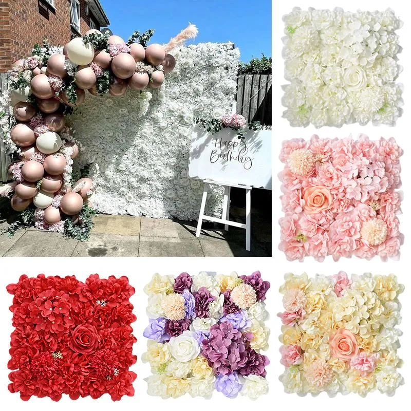 Decoratieve Bloemen 3D Zijden Rose Muur Bruiloft Decoratie Kunstbloem Paneel Voor Home Decor Achtergronden Baby Douche Achtergrond