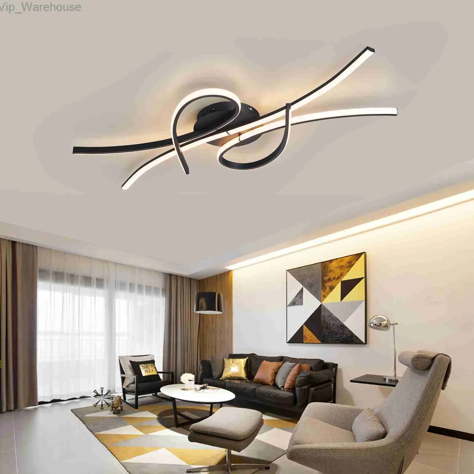 Smart Home Alexa Modern led Ceiling Lights for living room bedroom study room Matte black or Gold finished Ceiling Lamp fixtures HKD230825