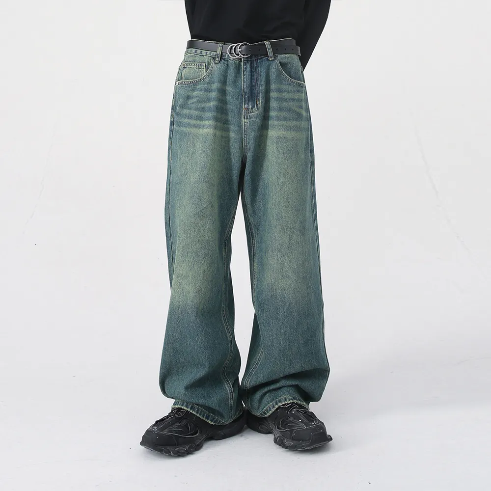 Męskie dżinsy 397 Kolor Vintage szerokie nogi Spodnie Prosta wersja luźna swobodna retro dla mężczyzn i kobiet spodni mody 230824